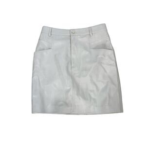 H&M Crocodille Patterned Faux Leather Mini Skirt White Size 6